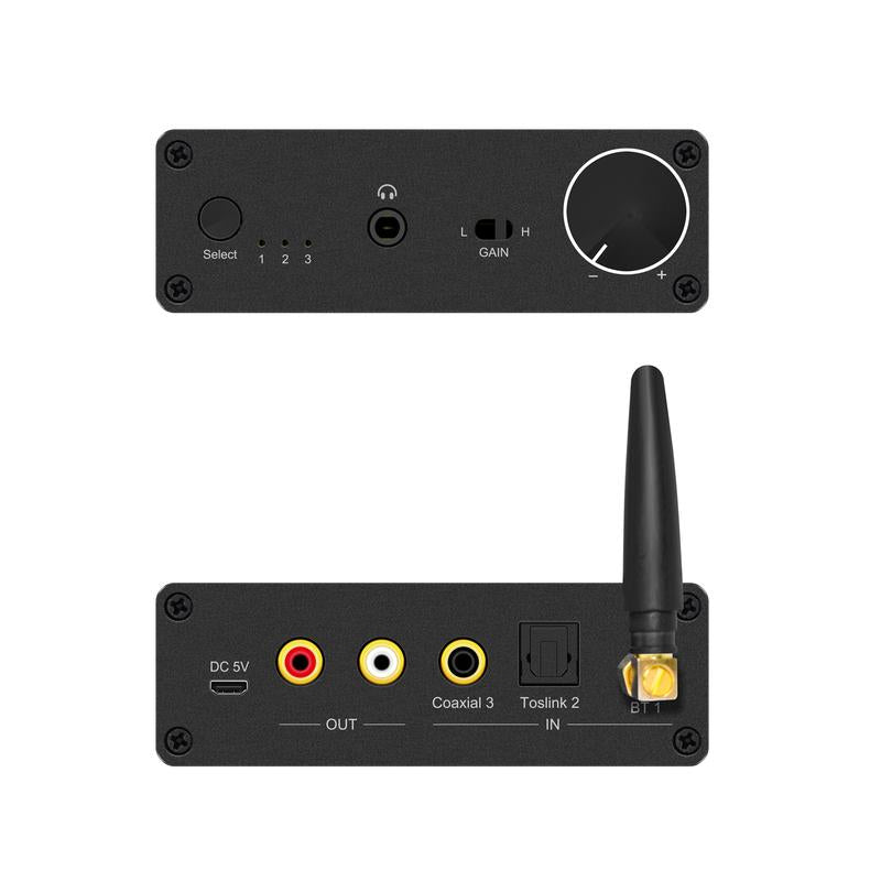 NÖRDIC SGM-128 Digitaal naar analoog audio converter, Met hoofdtelefoon versterker, Bluetooth, Zwart