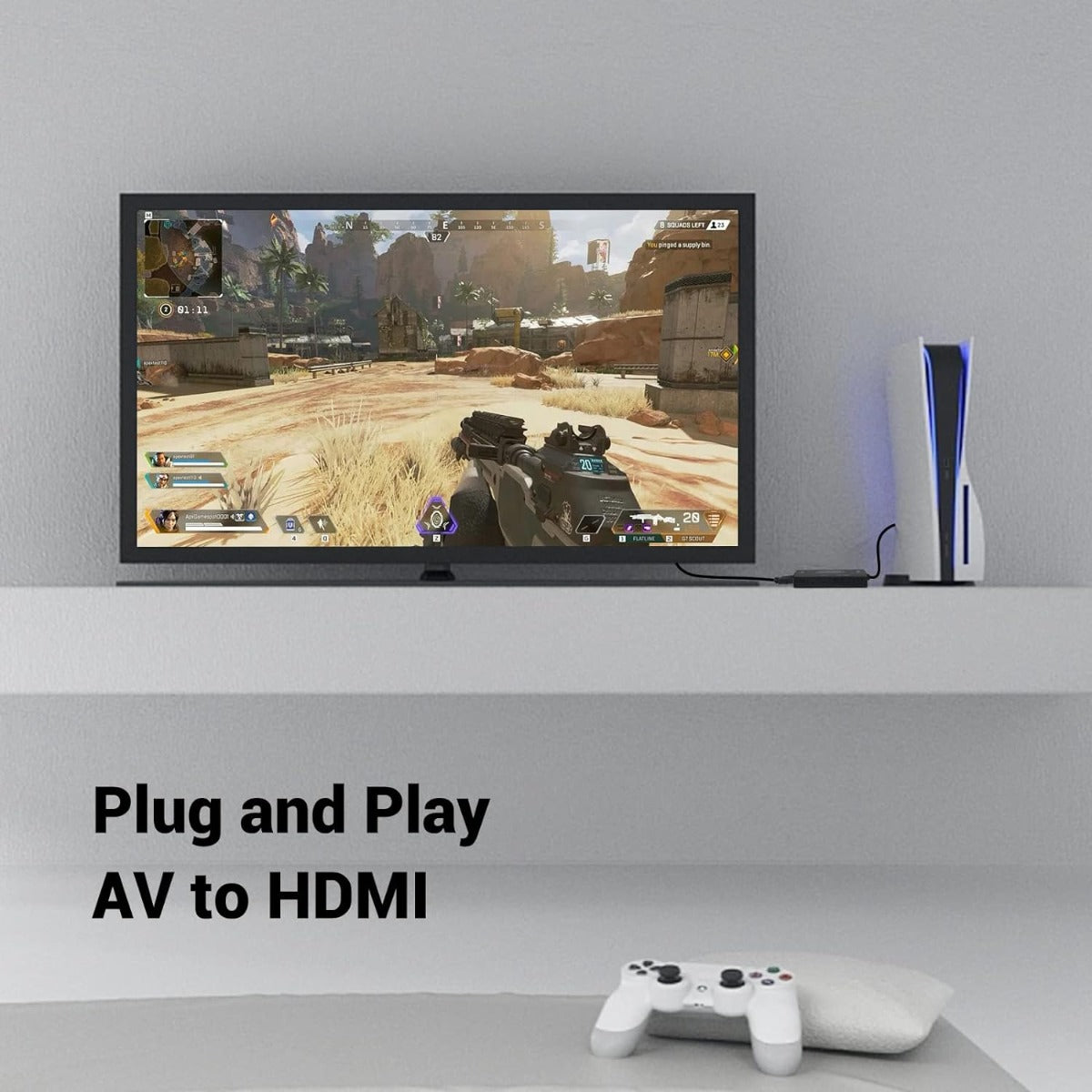 NÖRDIC SGM-136 AV Video Converter to HDMI, 3 RCA AV CVBS With audio, 720p / 1080p, 1 meter, Black