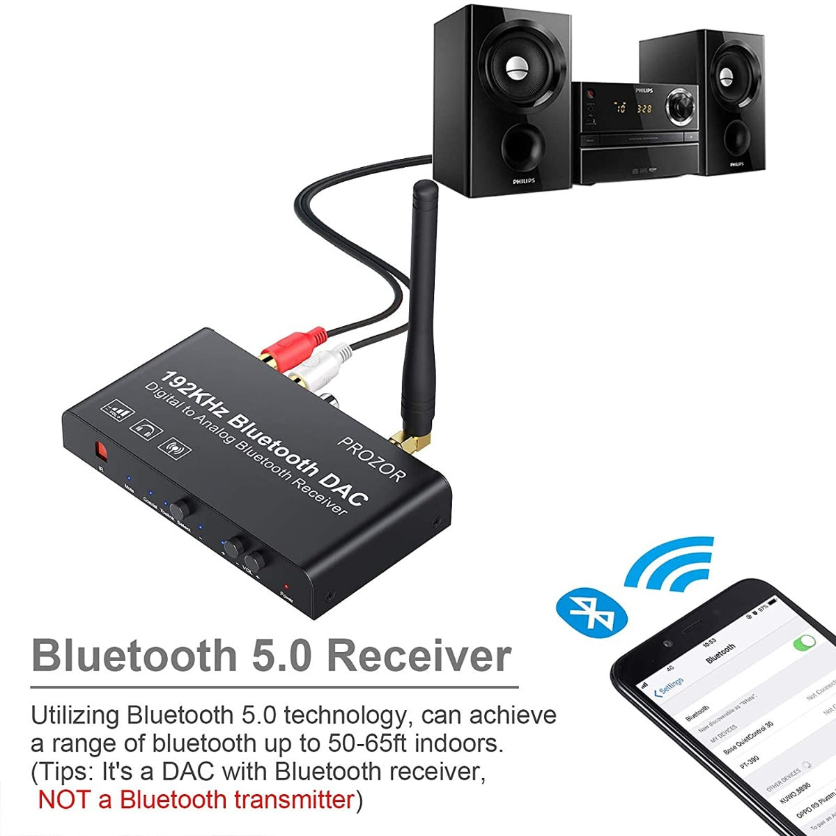 NÖRDIC SGM-184 Digitaal naar analoog converter - Bluetooth 5.0 - Zwart