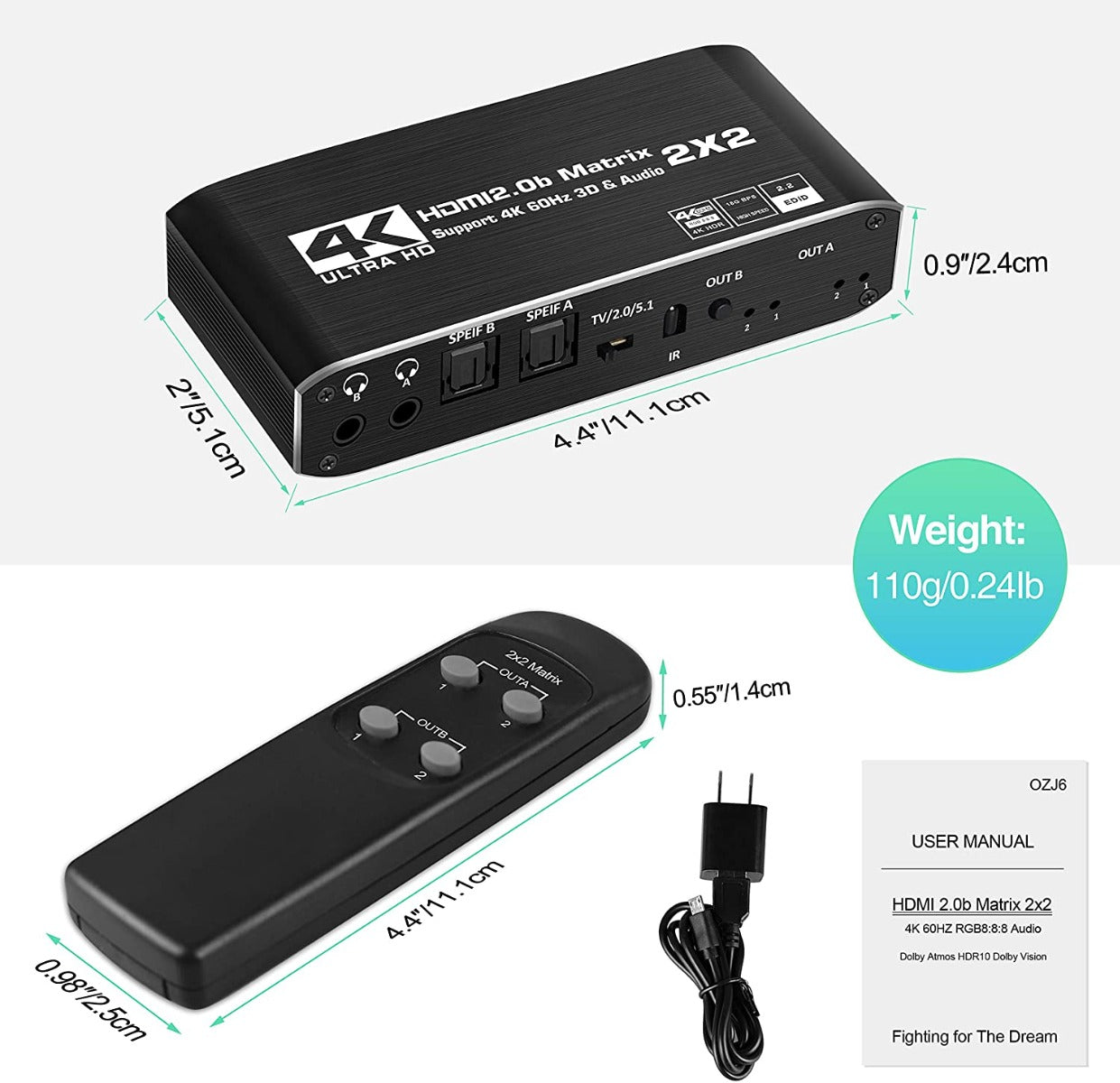 NÖRDIC SGM-193 HDMI Matrix switch - 4K60Hz - 18Gbps - Zwart