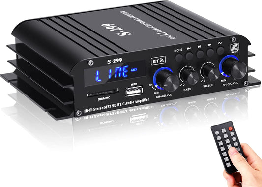 NÖRDIC SGM-197 Audio versterker met Bluetooth 5.0 - 4x40W - RMS vermogen 50W - Zwart