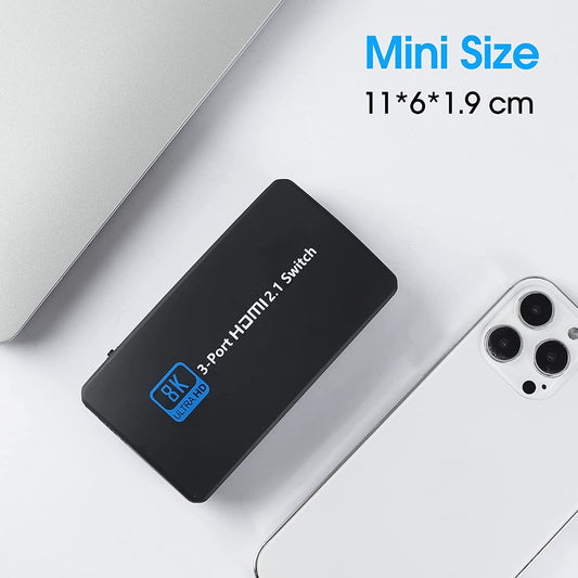 NÖRDIC SGM-207 HDMI 2.1 switch 3 naar 1 - 8K60Hz - 48Gbps - Zwart