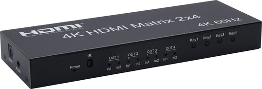 NÖRDIC SGM-211 - HDMI Switch - 2 In 4 Out - 4K60Hz - Audio Extractie - 6Gbps Data - 18Gbps Bandbreedte - LPCM 7.1 - Zwart