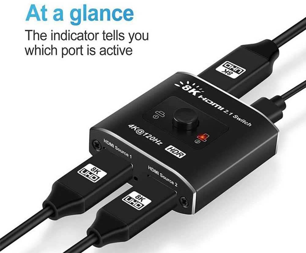NÖRDIC SGM-214 HDMI Switch 2 to 1 - 8K60Hz - Ultra HD - HDMI2.1 - Black