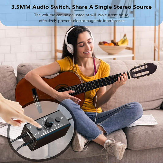 NÖRDIC SGM-224 Audio Switch - 3,5mm Jack - 3,5mm AUX - 2 In 1 Out, 1 In 2 Out - Zwart