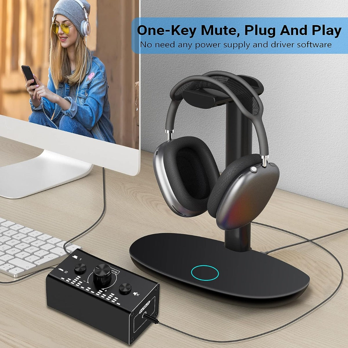 NÖRDIC SGM-224 Audio Switch - 3,5mm Jack - 3,5mm AUX - 2 In 1 Out, 1 In 2 Out - Zwart