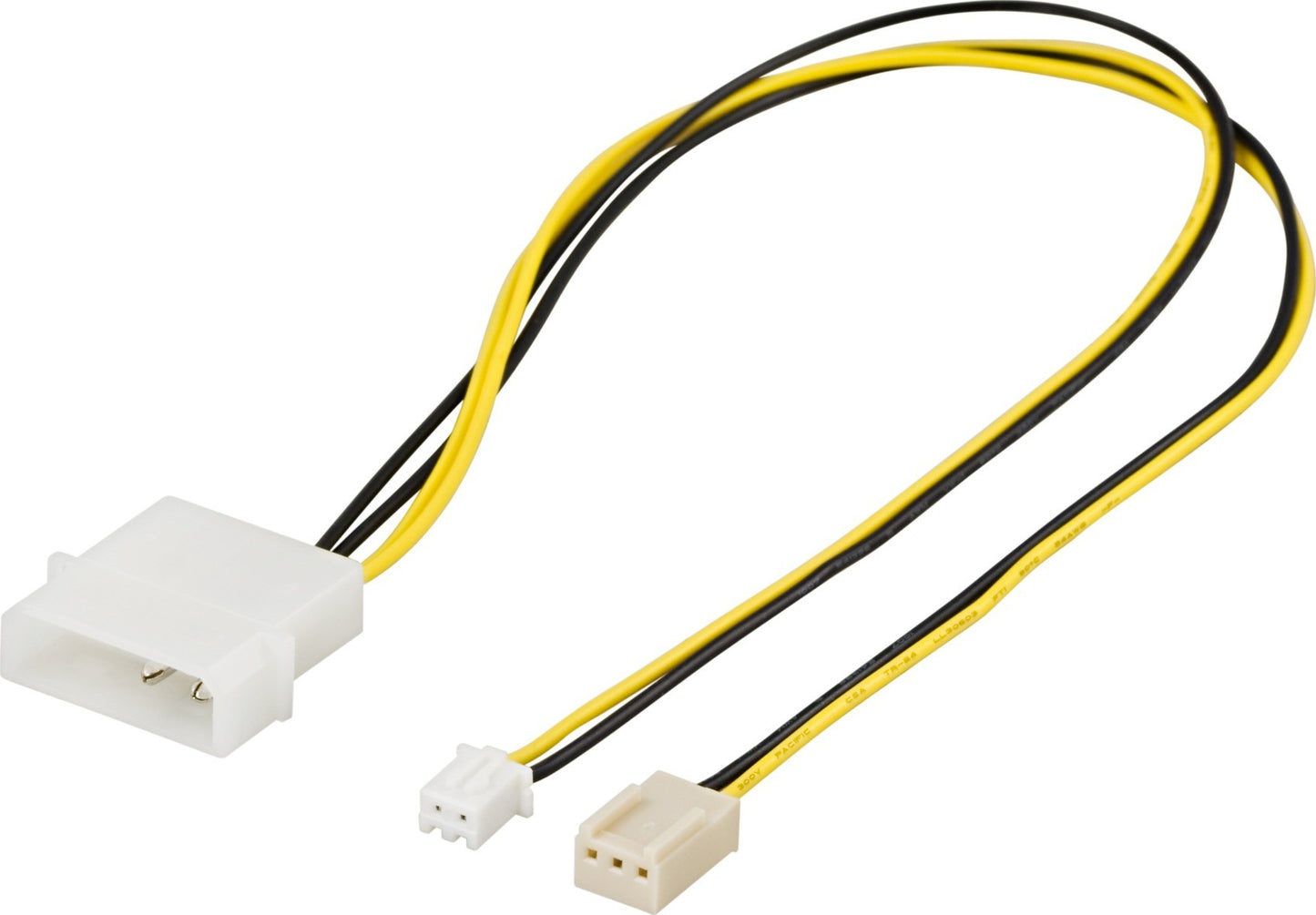 DELTACO SSI-34B, 1x 4-pin 1x 3-pin, 1x 2-pin zwart, Wit, Geel kabeladapter/verloopstukje, 30cm