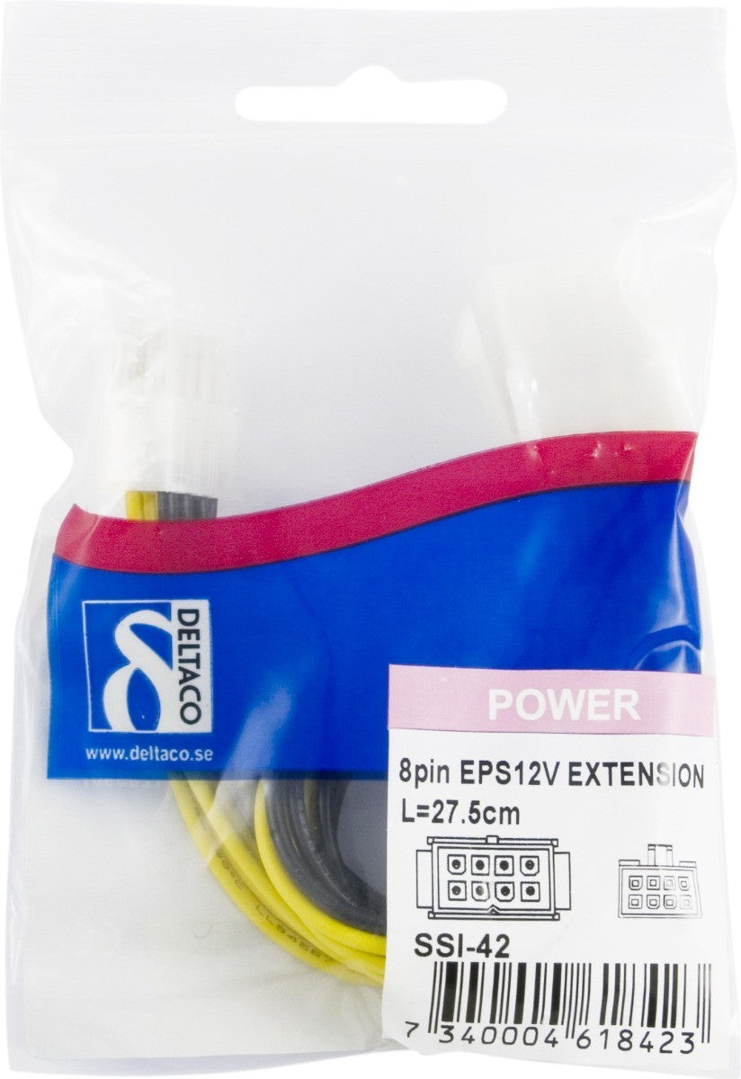 DELTACO SSI-42, 8-pin EPS12V 8-pin EPS12V zwart, Wit, Geel kabeladapter/verloopstukje
