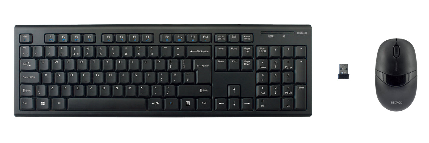 DELTACO TB-114-UK Wireless Keyboard with Mouse - 2.4GHz - Black