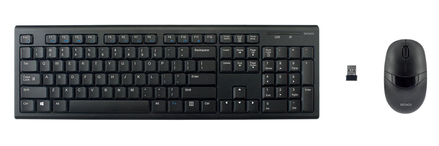 DELTACO TB-114-US Wireless keyboard with mouse - 2.4GHz - US layout - Black
