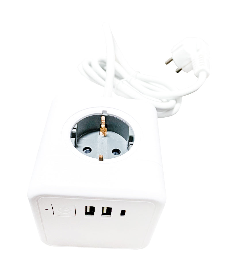 Technaxx TX-195 Powercube with USB - 4 x Schuko - 230V - USB-A, USB-C - White