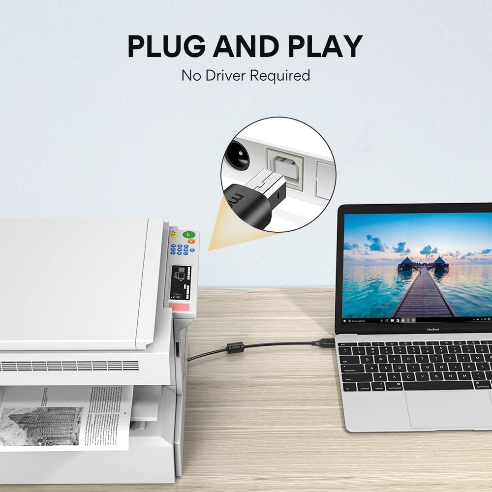 NÖRDIC USB2-108 USB-A naar USB-B kabel - USB2.0 - 1m - Zwart