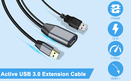 NÖRDIC USB3-EX16 USB Actieve verlengkabel 3.1 - 5Gbps - 15m - Zwart