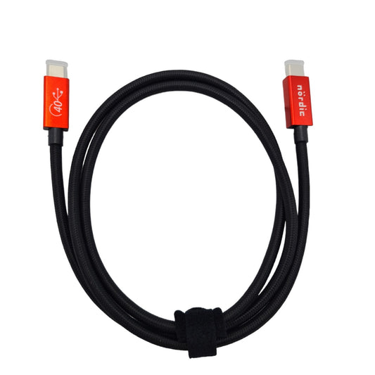 NÖRDIC USB4-253 USB-C - 100W snel opladen - 8K60Hz - 4K120Hz - 5K60Hz - 2x4K60Hz - Thunderbolt 4 en 3 - 2.5m - Rood
