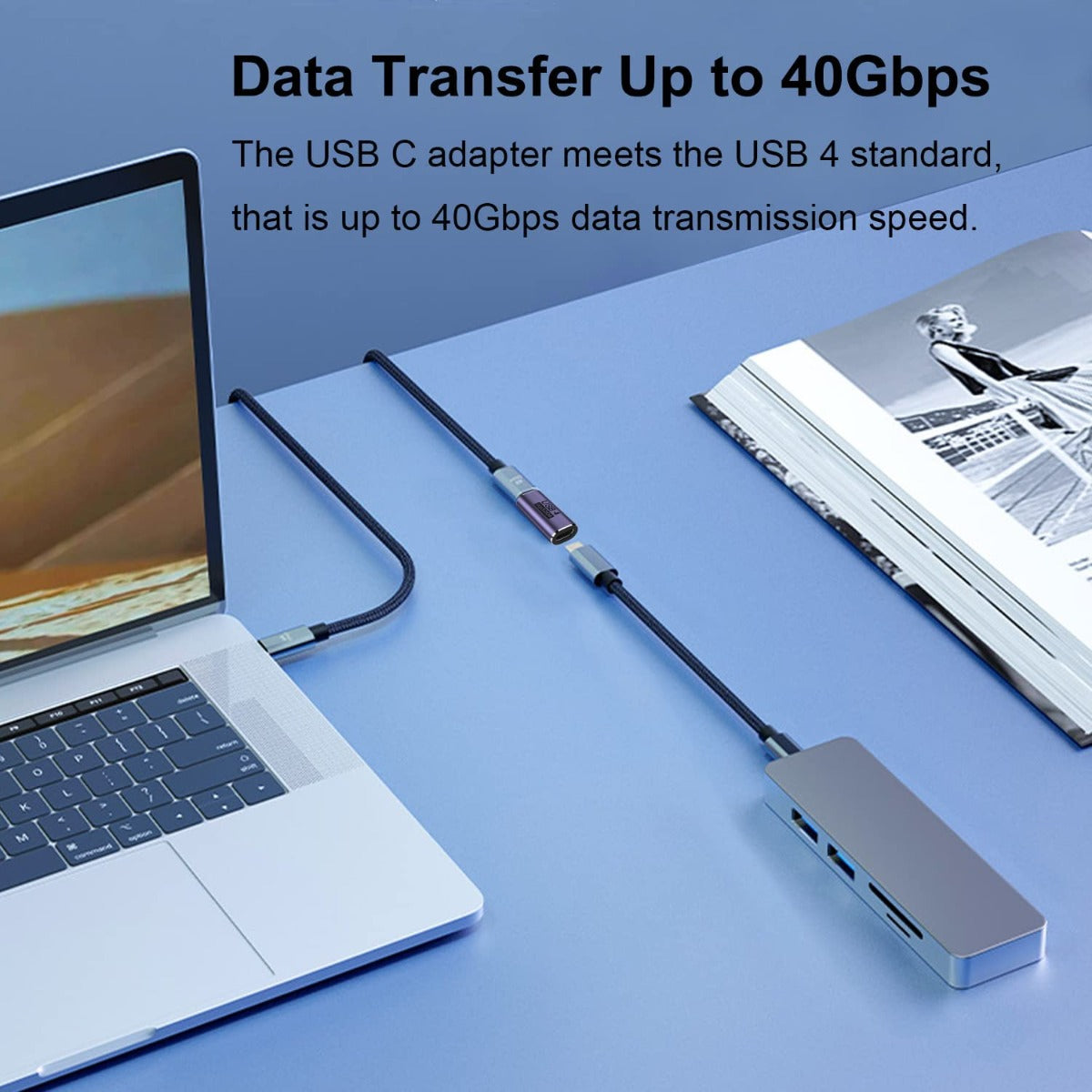 NÖRDIC USB4-302 - Vrouwelijk naar Vrouwelijk USB-C verlengadapter - 8K60Hz - 40Gb/s - PD 100W - Paars