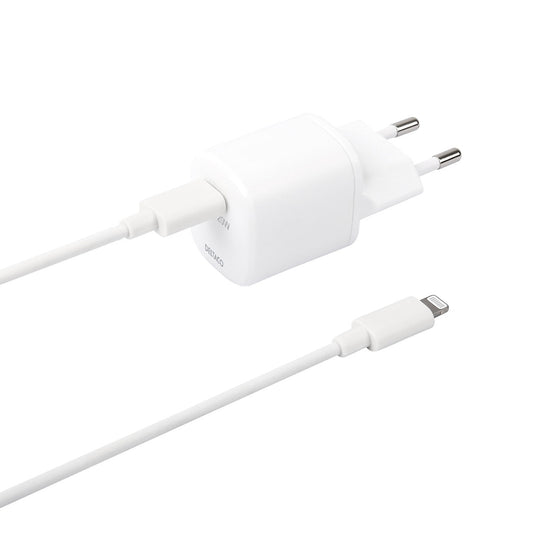 DELTACO USBC-AC141 Wandoplader Lightning MFi naar USB-C kabel - PD - 1m - Wit