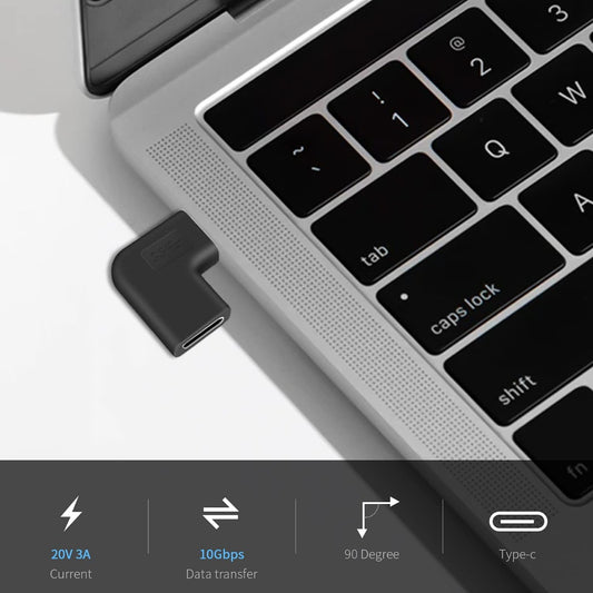 NÖRDIC USBC-MF1 USB-C to USB-C angled adapter - USB-C3.1 - Black