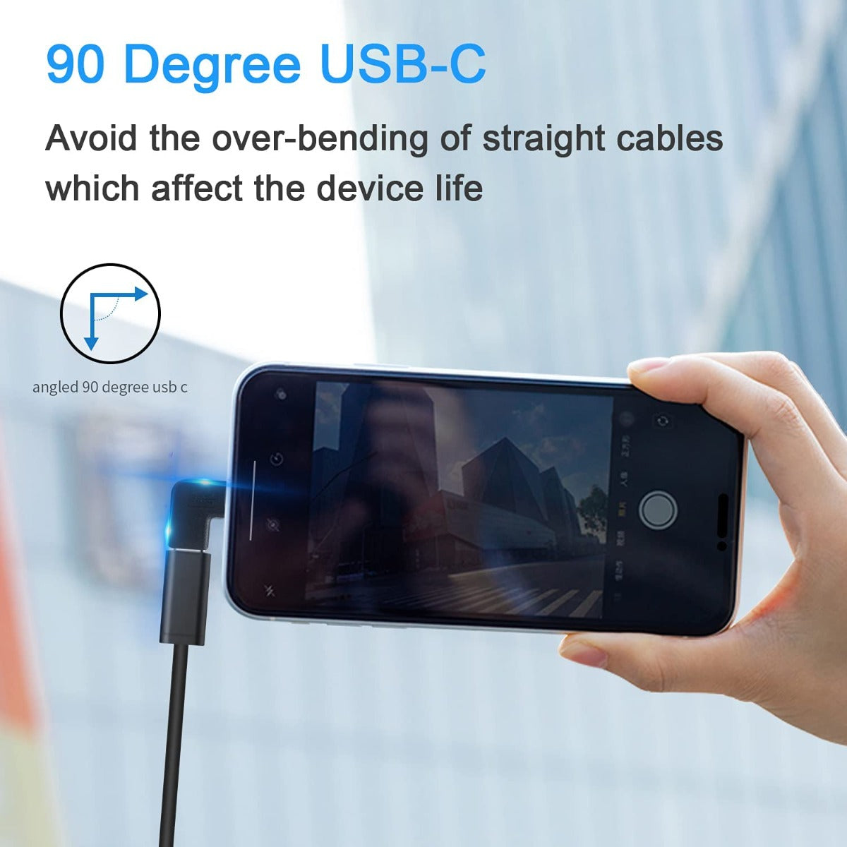 NÖRDIC USBC-MF1 USB-C naar USB-C haakse adapter - USB-C3.1 - Zwart