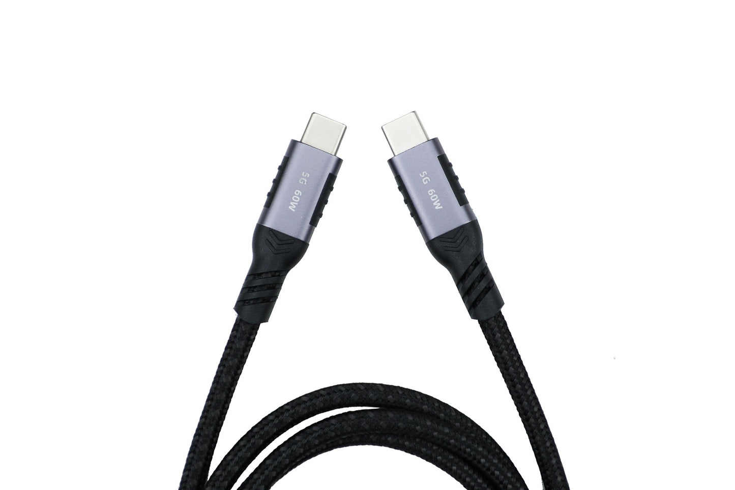 NÖRDIC USBC-N1263 USBC naar USBC kabel - USB3.2 -5Gbps Data - 60W Power Delivery - Nylondraad - 1.5m - Spacegrijs