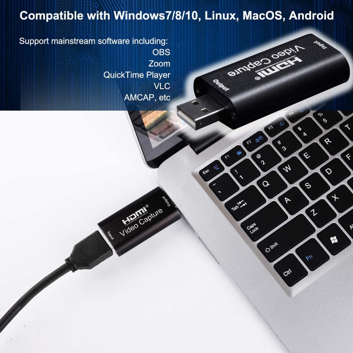 NÖRDIC VDCP USB naar HDMI adapter - USB2.0 - 4K 30Hz - Zwart