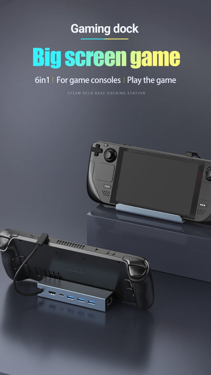 NÖRDIC DOCK-181 Docking Station - Suitable for Steam Deck - HDMI 2.0 4k60Hz, RJ45, USB-A 3.0 5 Gbps, USB-C PD 100W