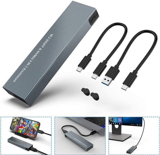 NÖRDIC M.2 SSD enclosure - USB-C and USB-A - For NVMe and SATA SSD - Suitable for Smartphone, PC &amp; Tablet