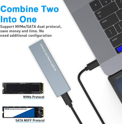 NÖRDIC M.2 SSD enclosure - USB-C and USB-A - For NVMe and SATA SSD - Suitable for Smartphone, PC &amp; Tablet
