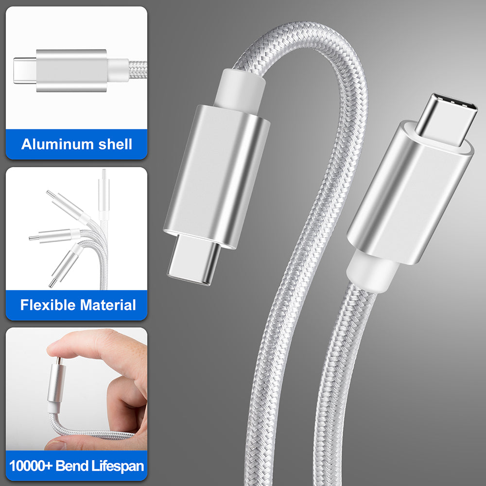 NÖRDIC USBC-N1053 USB-C to USB-C cable - USB3.2 Gen2 - PD100W - 10Gbps - 1.5m - White
