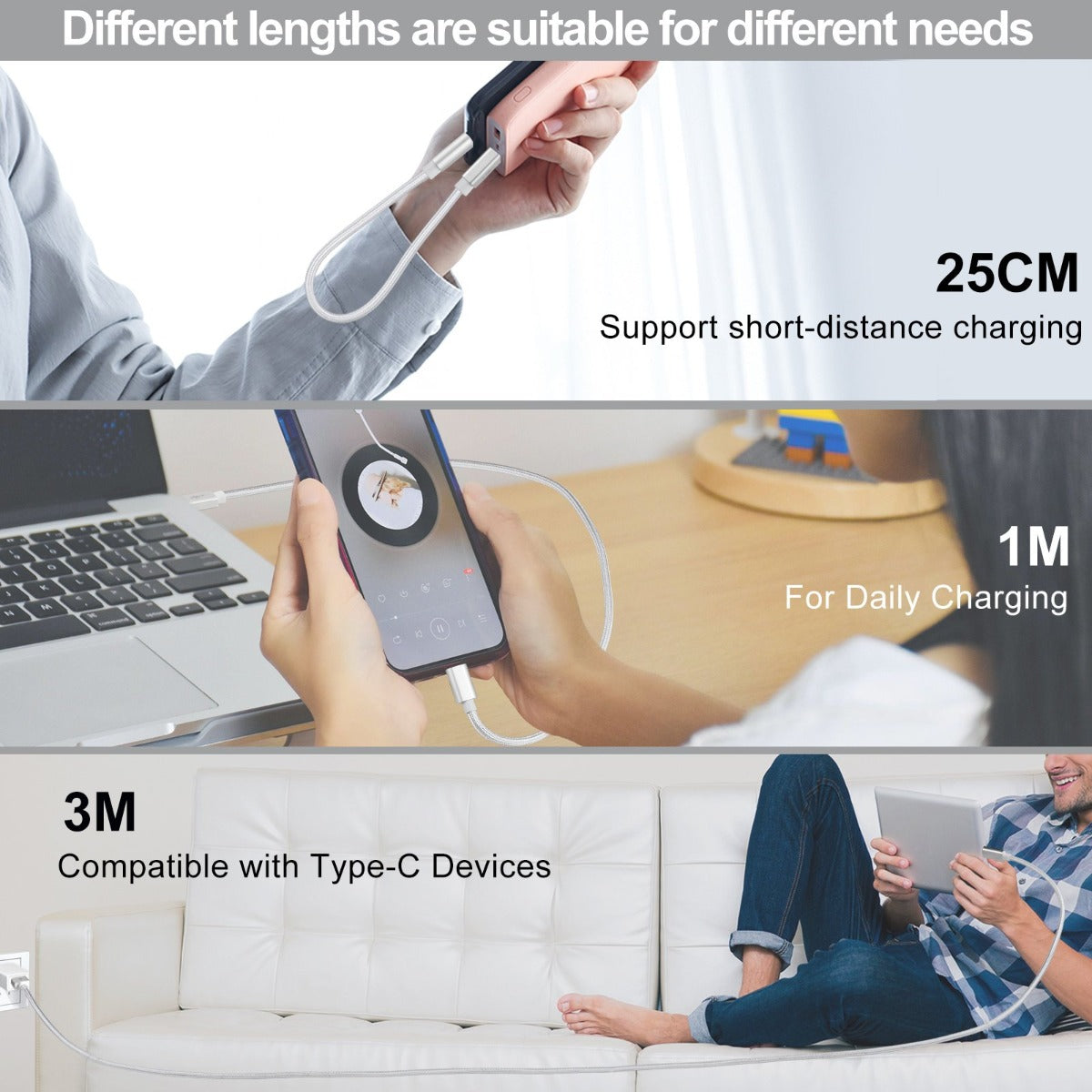 NÖRDIC USBC-N1093 USB-C naar USB-A kabel - USB3.1 Gen1 - 1.5m - Wit