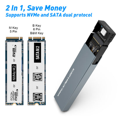 NÖRDIC M.2 SSD enclosure - USB-C and USB-A - For NVMe and SATA SSD - Suitable for Smartphone, PC &amp; Tablet