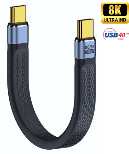 Delmark USB-C naar USB-C Kabel - 14cm - Thunderbolt 4 / USB4 240W PD - 8K60Hz Video - Flexibele kabel - Geschikt voor o.a. PC, Telefoon en Harde schijf