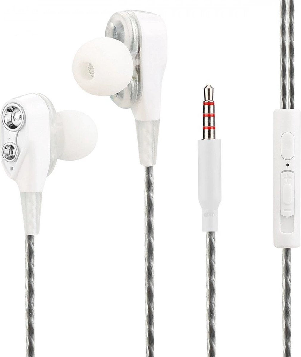 Fontastic 255151 In-Ear Headset - Oordopjes - HD Geluid - Dual Driver - Wit