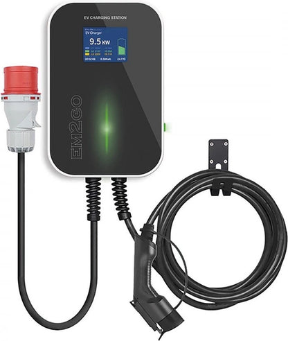 EM2GO EM011AC1APPO AC Walbox/Laadstation - Type 2 - 16A 3-FASE 11 kW - APP (BT/WLAN) - 7.5m - Zwart