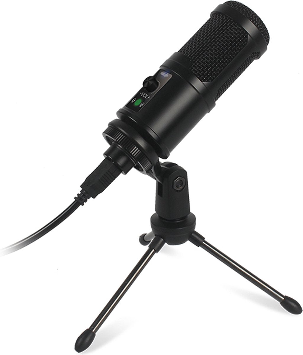 Platinet VGMTB2 VARR Gaming microfoon TUBE - USB vlogging, podcasting & studio microfoon incl. tripod en plopkap - zwart