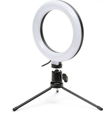 Platinet PMRL6 Ring lamp - Vlogging lichtring 6 inch - Inclusief Tripod - Zwart