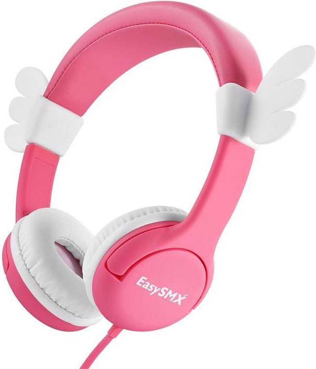 EasySMX KM-WINGS, Kids Headphones with Volume Limit, Headphones for iPod, iPad, iPhone, Android and Mobile Phones, Pink