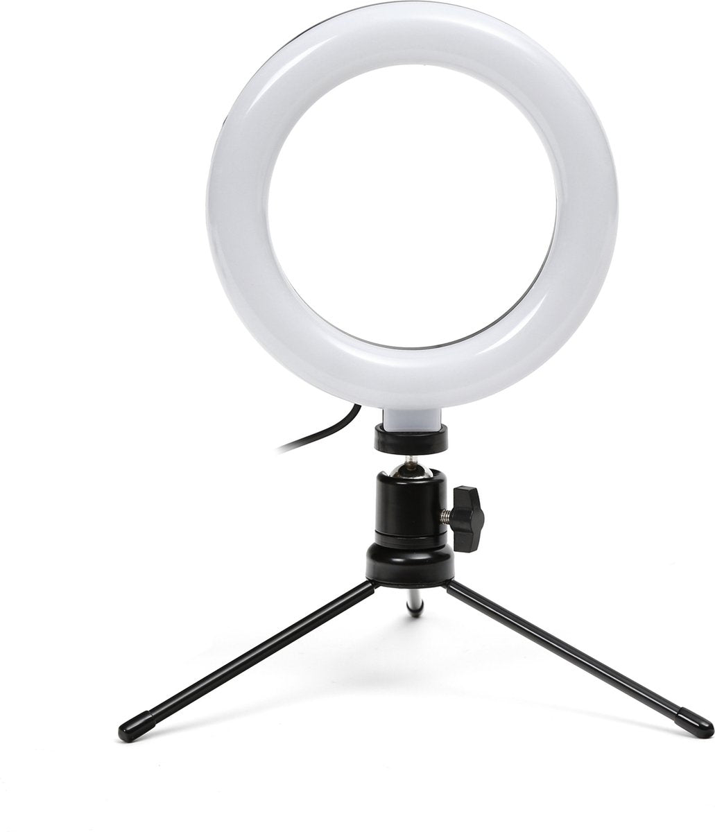 Platinet PMRL6 Ring lamp - Vlogging light ring 6 inch - Including Tripod - Black