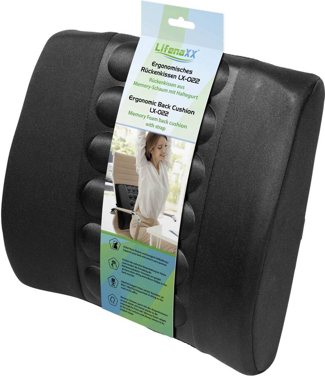 Lifenaxx LX-022 Back Cushion - Back Support - Ergonomic - Black