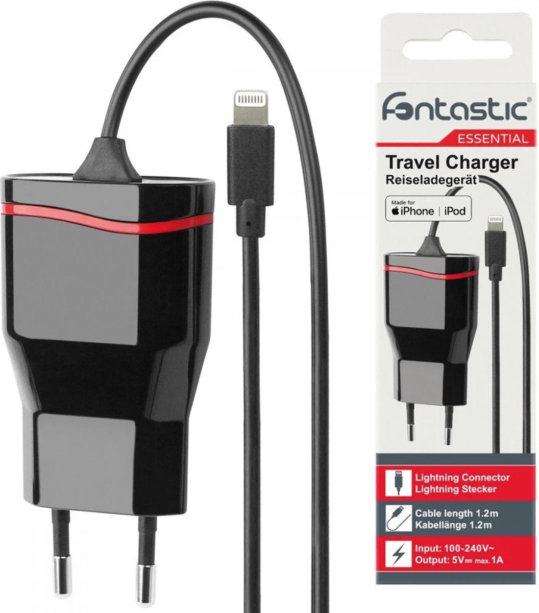 Fontastic 461873 AC Charger - Lightning connector - MFi - 1A - 5 W - Black