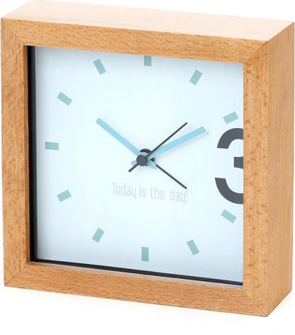 Platinet PZAPR table clock / desk clock April with wooden frame