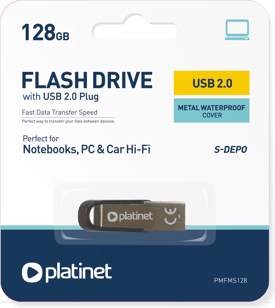 Platinet PMFMS128 PENDRIVE USB 2.0 S-Depo 128GB USB Memory Stick METAL - metal housing