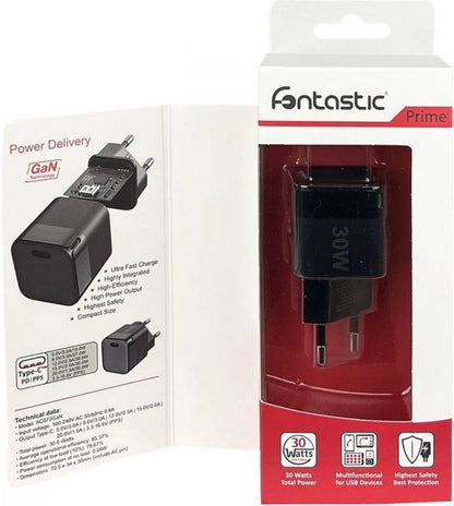 Fontastic 261336 AC Oplader USB-C aansluiting - Snellader - 30W - Zwart