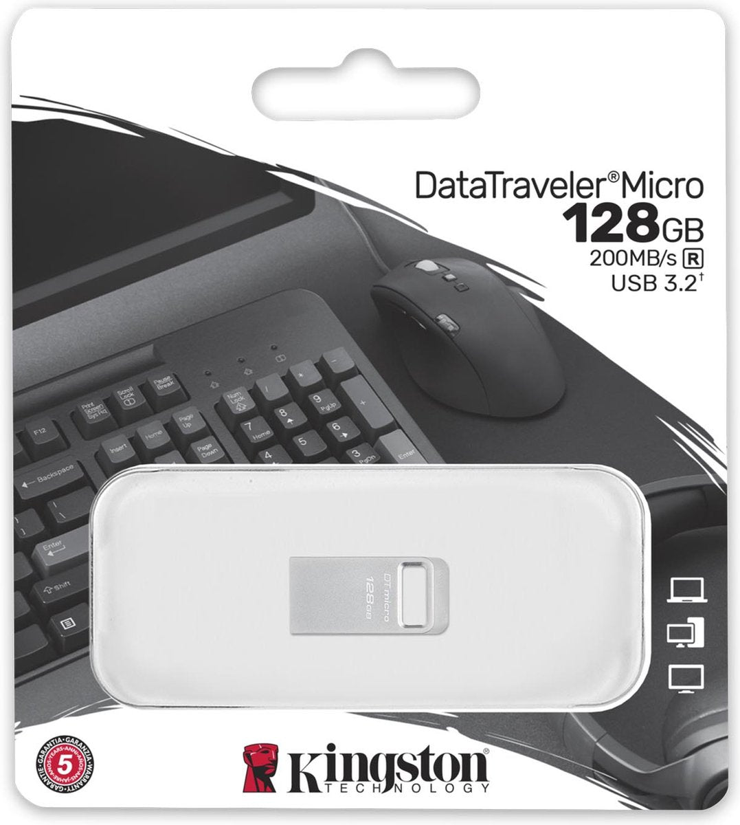 Kingston KING- 4458 DataTraveler micro USB stick - USB 3.2 Gen 1 - 64GB - Silver