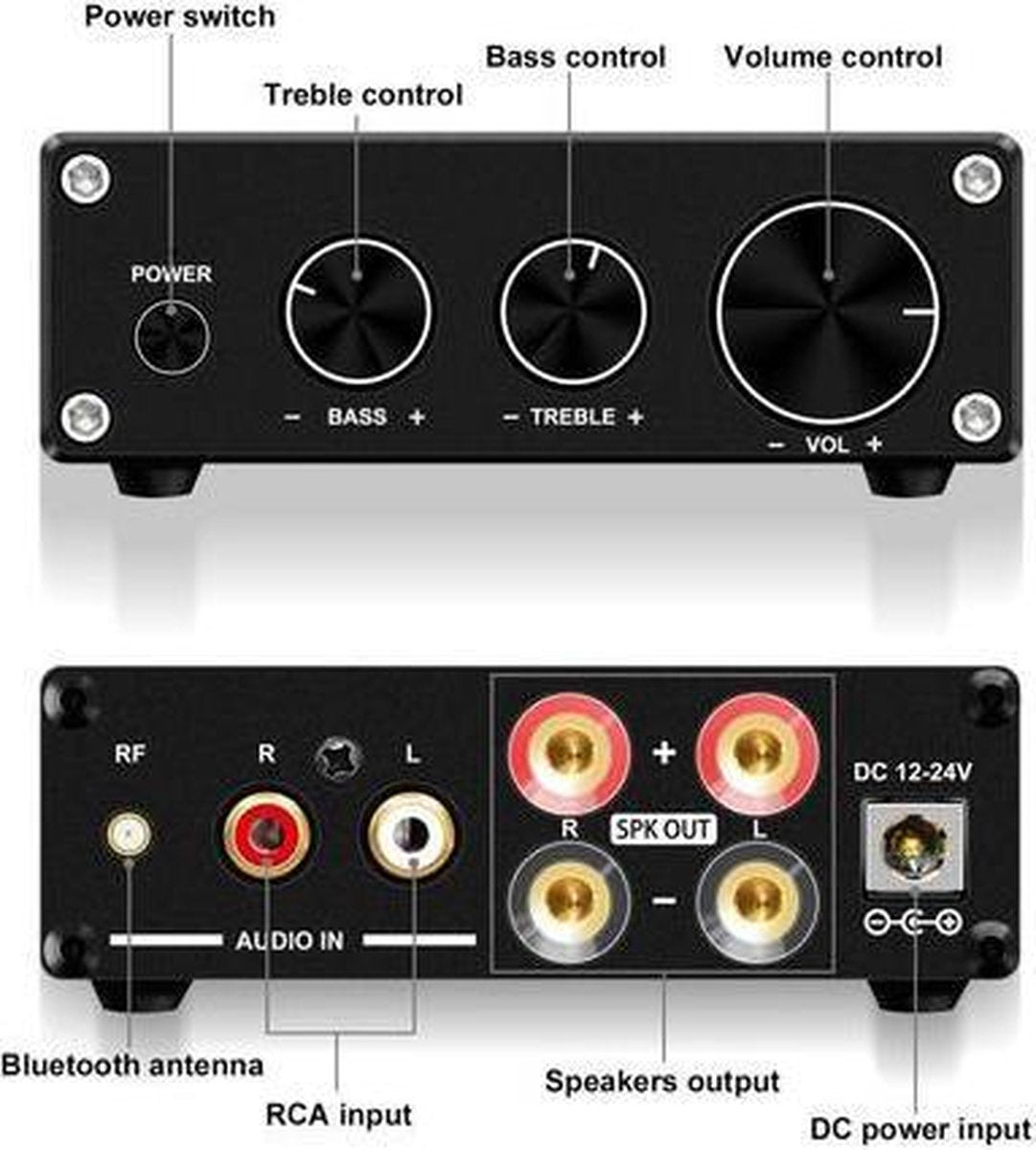 NÖRDIC SGM-127 Versterker 2x50W met Bluetooth 5.0, Zwart