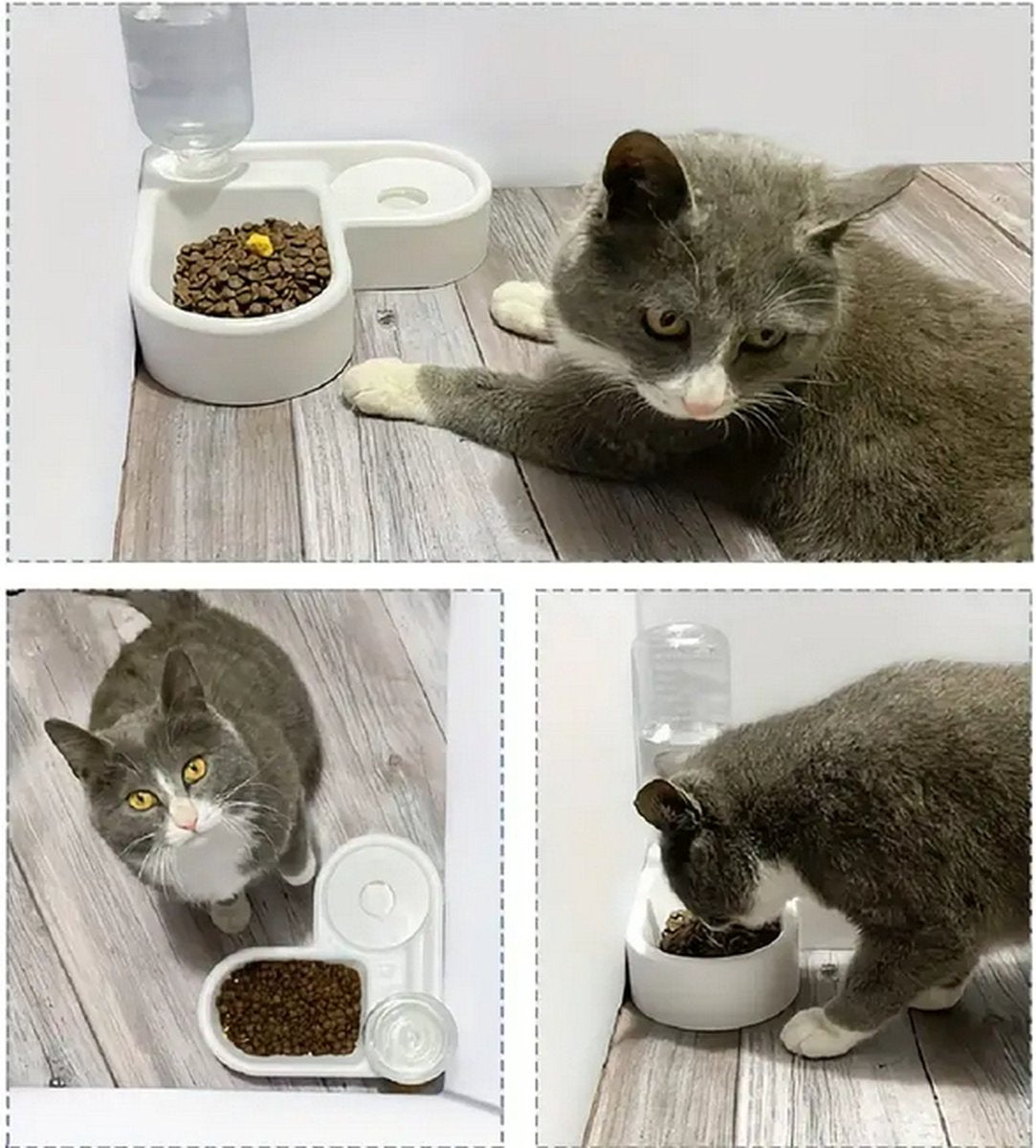 Voerbak en waterbak hond of kat | automatisch water vullend | Huisdier combinatie voer- en water bak