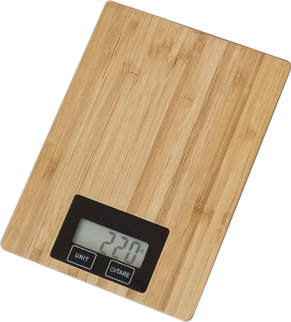 OMEGA "OBKSB" - Digitale Weegschaal Keuken - incl. Batterijen- tot 5 kg - Precisie Keukenweegschaal - LCD display - bamboe