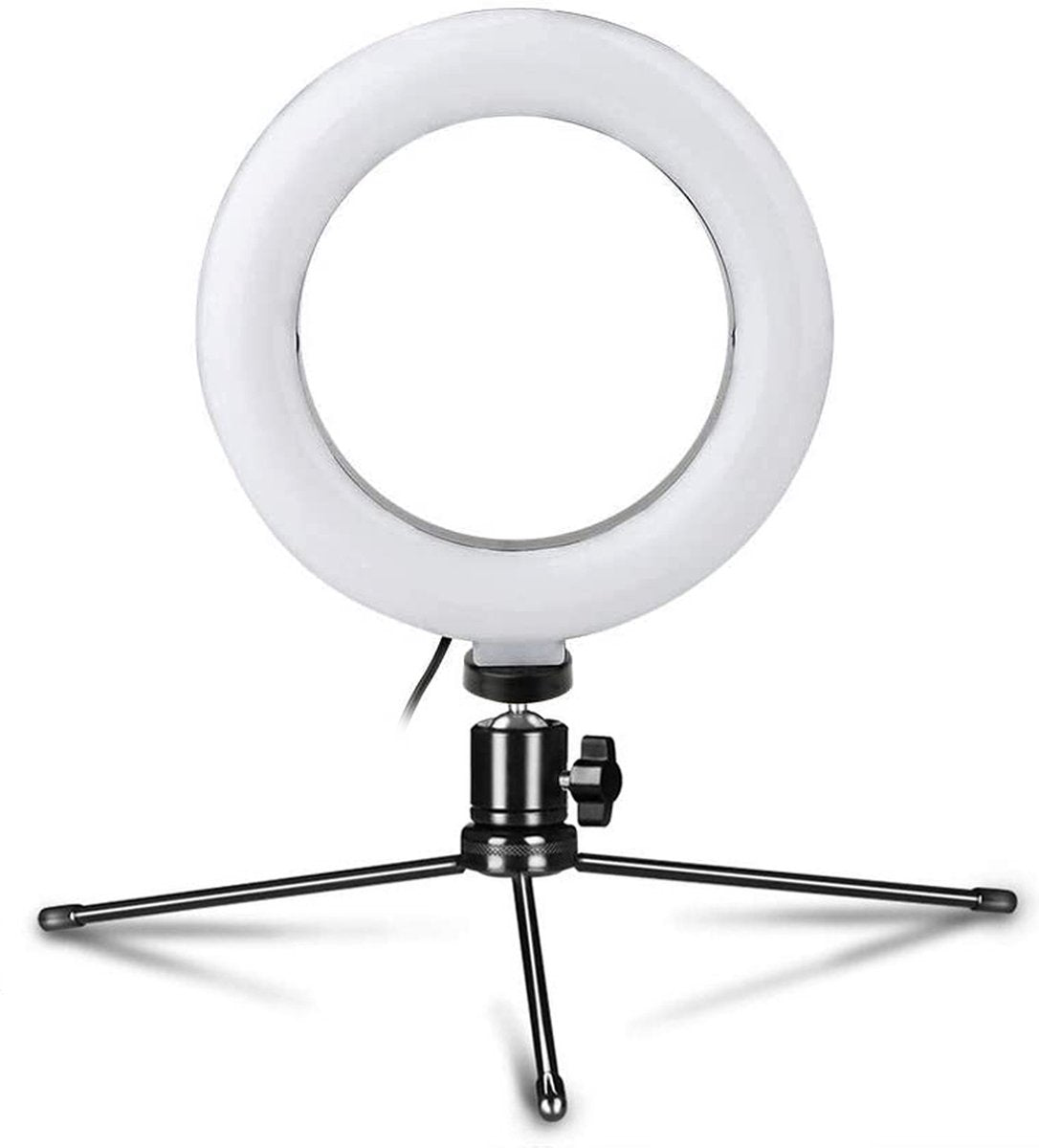 Platinet PMRL6 Ring lamp - Vlogging lichtring 6 inch - Inclusief Tripod - Zwart