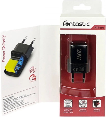 Fontastic 261237 AC Oplader USB-C aansluiting - Snellader - 20W - Zwart
