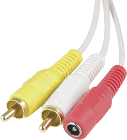 DELTACO MM-80B, 2x RCA (M/M) + DC-plug (M/F, 5.5x2.1), 5m