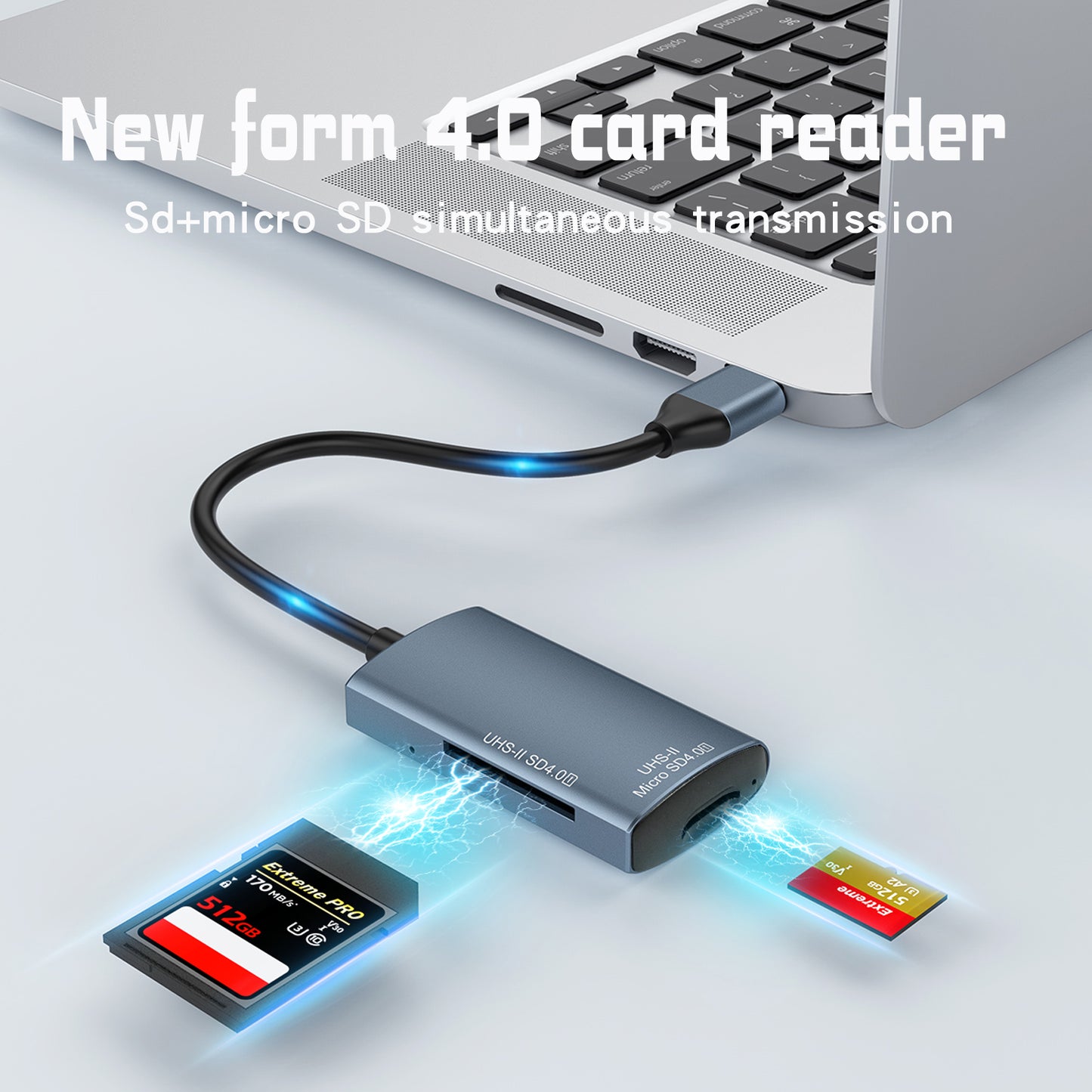 NÖRDIC USB Kaartlezer - Micro SD Kaart - SD Kaart lezer - USB-A, USB-C - Geschikt voor PC, Laptop, Smartphone & Tablet